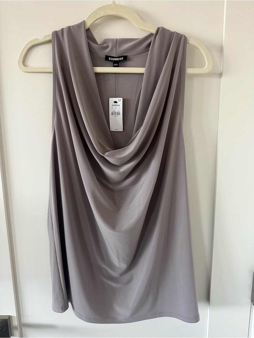 Express Sleeveless Draped Top in Taupe Gray